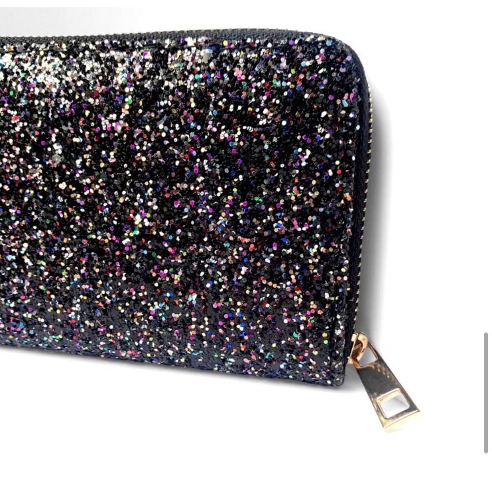 Amazing black glitter women’s fancy elegant holiday wedding wallet - Picture 5 of 9